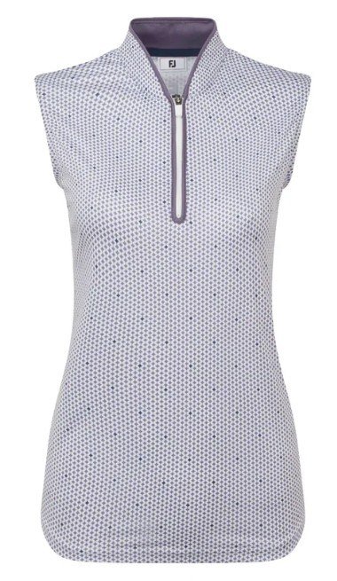 FootJoy Zip Front Tank Printed polo da donna, navy/white/dusty violet