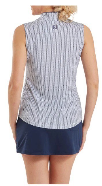 FootJoy Zip Front Tank Printed polo da donna, navy/white/dusty violet