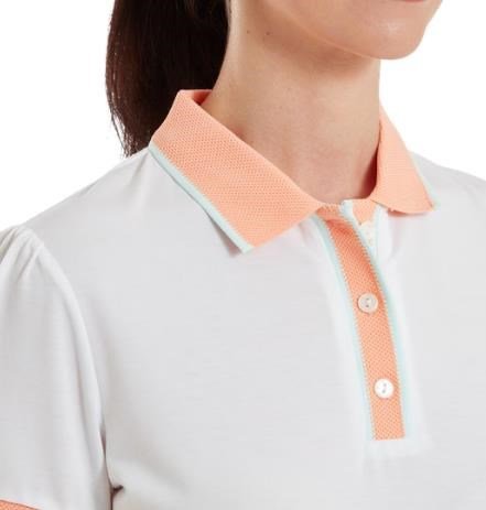 FootJoy Cap Sleeve polo da donna, bianco/desert peach