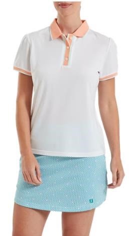 FootJoy Cap Sleeve polo da donna, bianco/desert peach