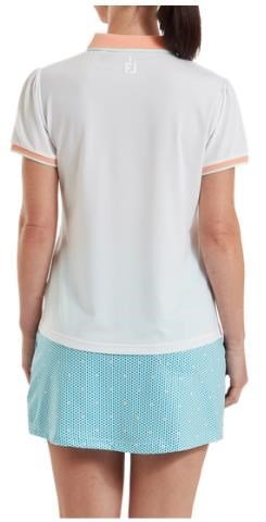 FootJoy Cap Sleeve polo da donna, bianco/desert peach