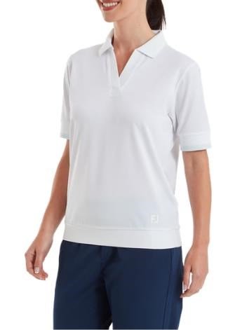 FootJoy Texture Knit polo da donna, bianco/glacial blue