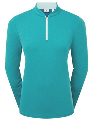 FootJoy 1/4 Zip Blade Collar Midlayer felpa da donna, tile blue/glacial blue/bianco