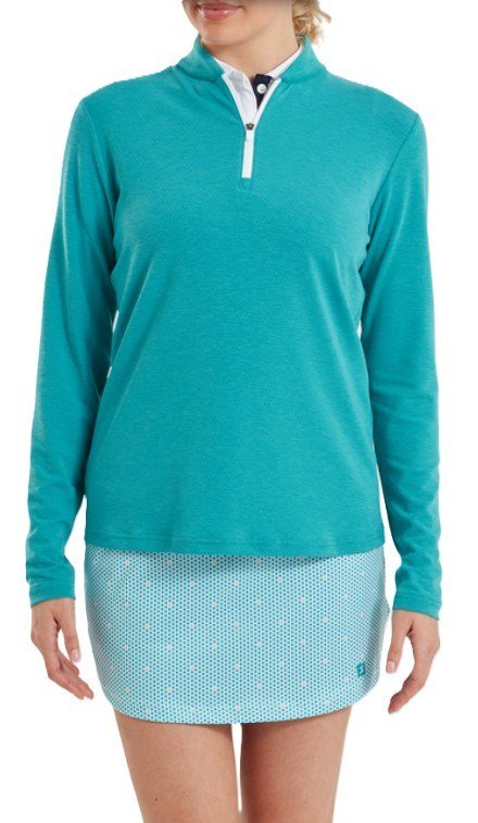 FootJoy 1/4 Zip Blade Collar Midlayer felpa da donna, tile blue/glacial blue/bianco