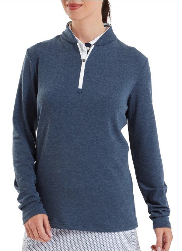 FootJoy 1/4 Zip Blade Collar Midlayer felpa da donna, navy/dusty violet/glacial blue