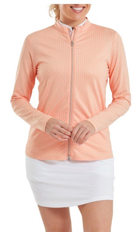FootJoy Midlayer Full Zip Printed Sleeve felpa donna, desert peach