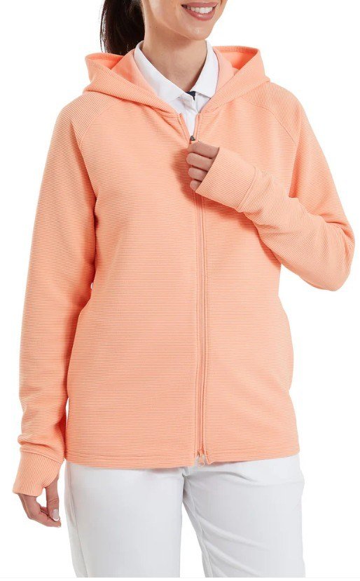 FootJoy Full-Zip Ottoman Hoodie felpa donna, desert peach