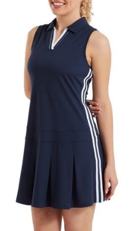 FootJoy Pleated abito da donna, blu navy/bianco