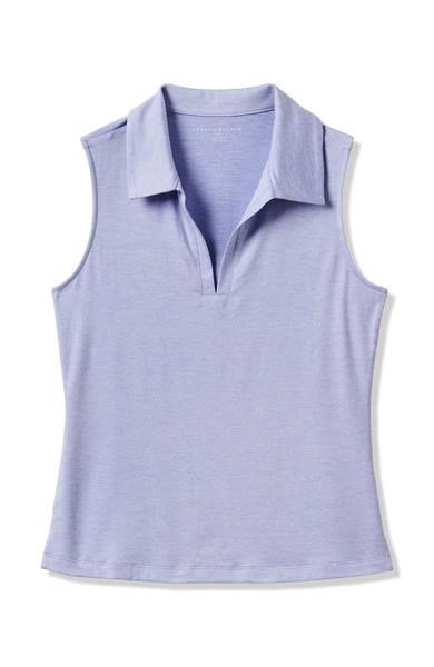 Travis Mathew Skyloft Light Sleeveless polo da donna, heather soft blue