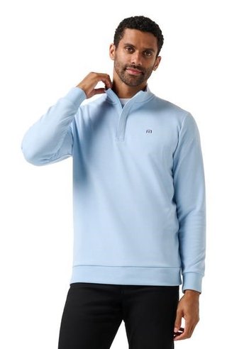 Travis Mathew Cloud Quarter Zip 2.0 felpa da uomo, heather powder blue
