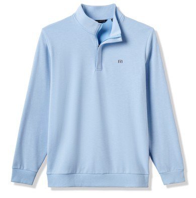 Travis Mathew Cloud Quarter Zip 2.0 felpa da uomo, heather powder blue