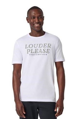 Travis Mathew Louder Please t-shirt da uomo, bianca
