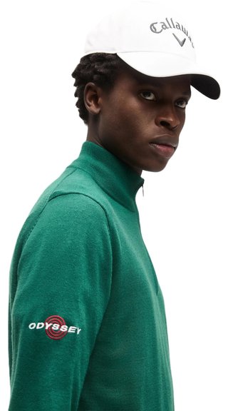 Callaway 1/4 Zip Mock maglione da uomo, deep galapagos green