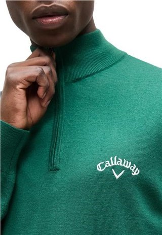 Callaway 1/4 Zip Mock maglione da uomo, deep galapagos green