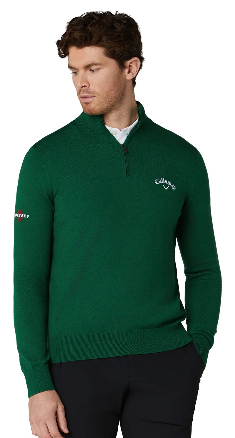 Callaway 1/4 Zip Mock maglione da uomo, deep galapagos green
