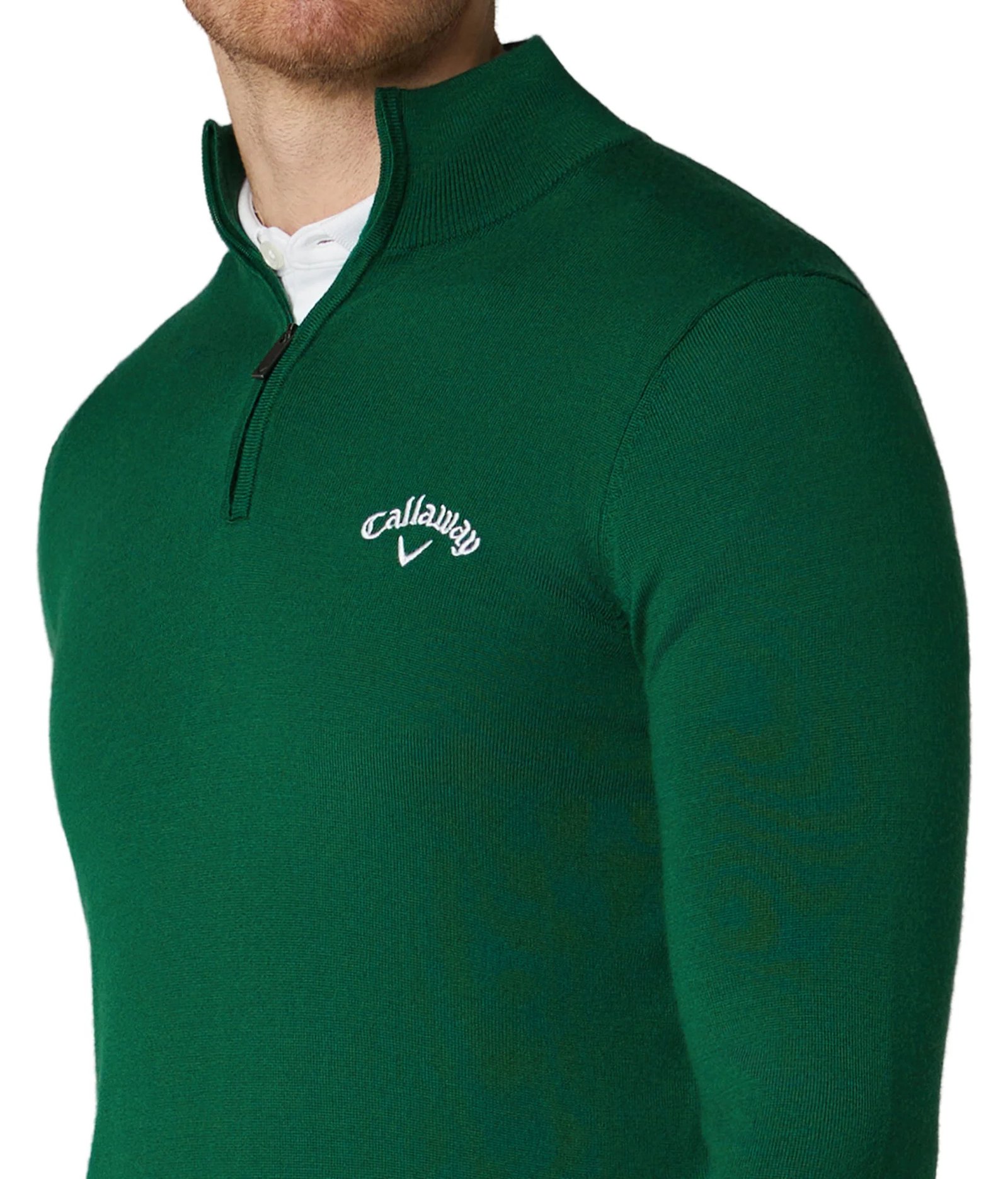 Callaway 1/4 Zip Mock maglione da uomo, deep galapagos green