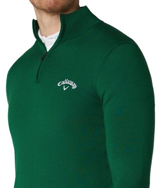 Callaway 1/4 Zip Mock maglione da uomo, deep galapagos green