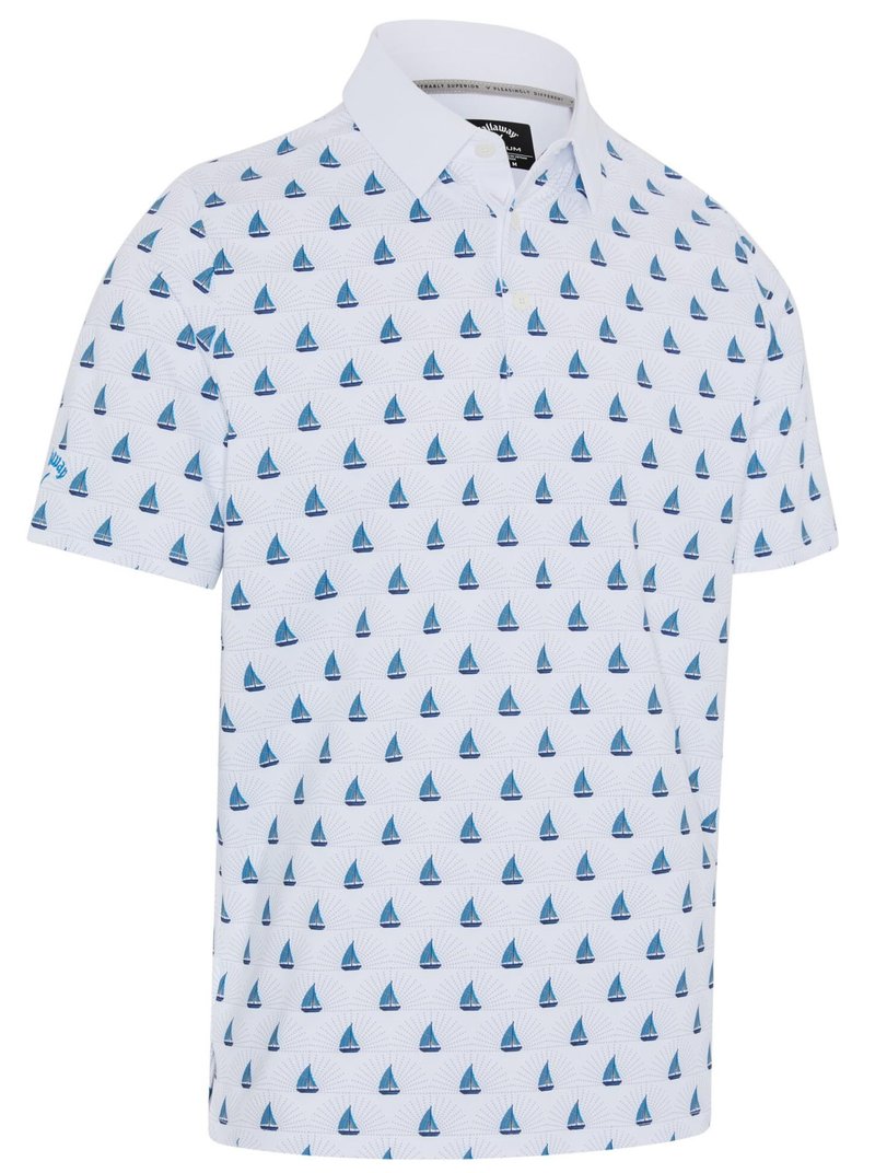 Callaway Sailboat Sunset Geo Print polo da uomo, bright white