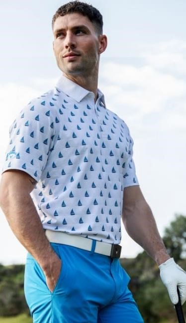 Callaway Sailboat Sunset Geo Print polo da uomo, bright white