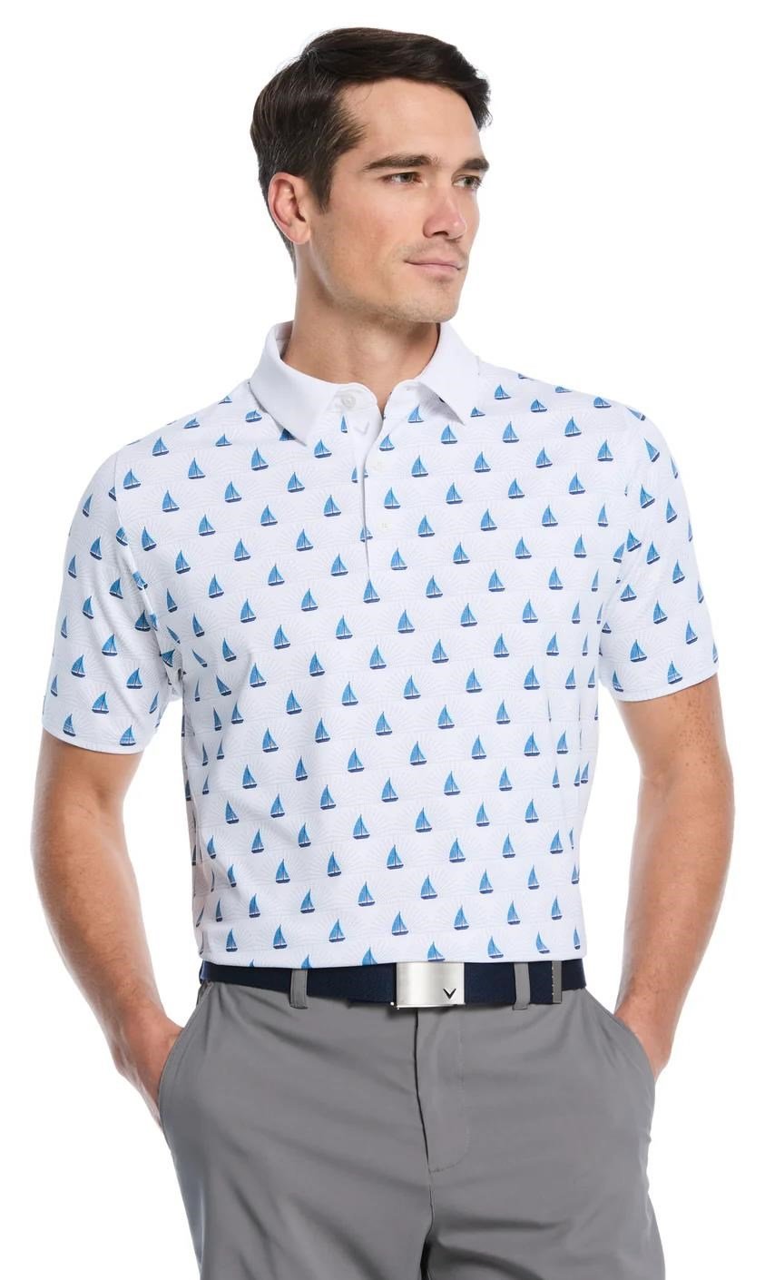 Callaway Sailboat Sunset Geo Print polo da uomo, bright white