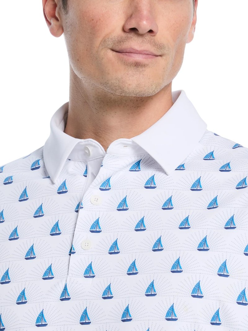 Callaway Sailboat Sunset Geo Print polo da uomo, bright white