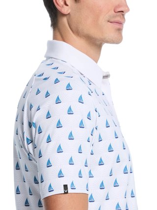 Callaway Sailboat Sunset Geo Print polo da uomo, bright white