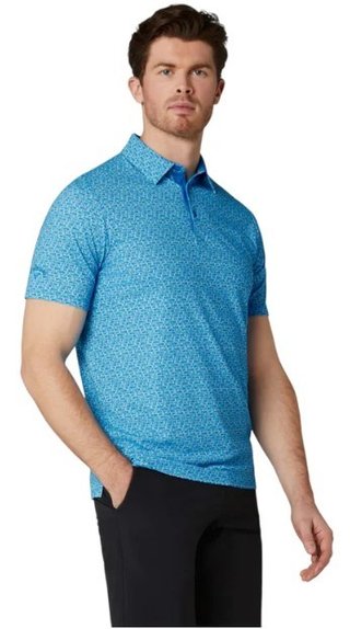 Callaway Tile Gingham Print polo da uomo, brilliant blue
