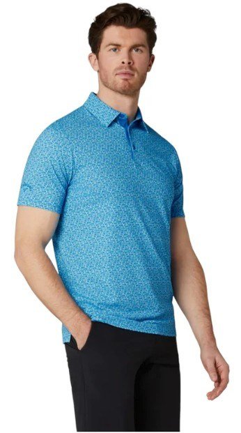 Callaway Tile Gingham Print polo da uomo, brilliant blue