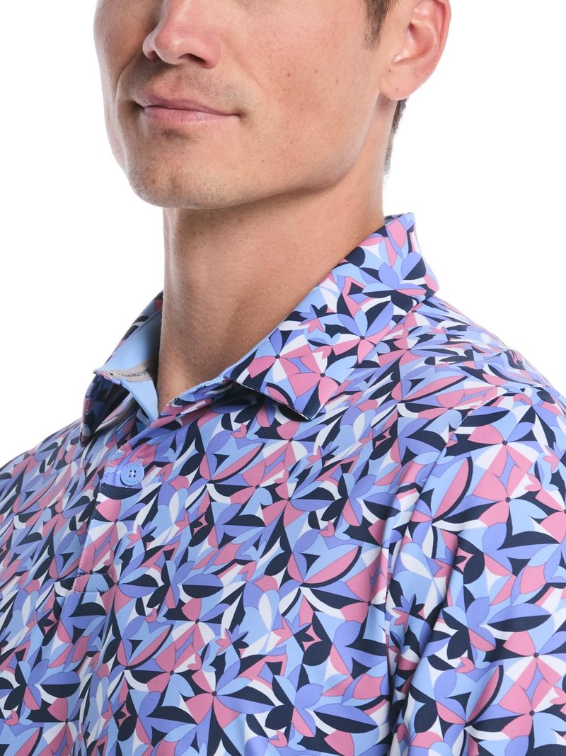 Callaway Dogwood Floral Geo polo uomo, vista blue