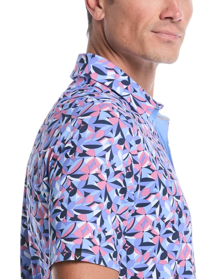 Callaway Dogwood Floral Geo polo uomo, vista blue