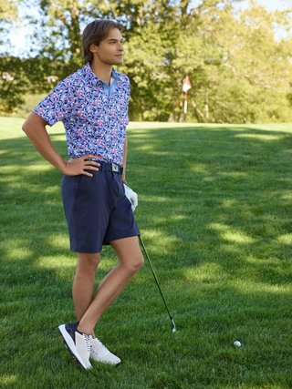 Callaway Dogwood Floral Geo polo uomo, vista blue