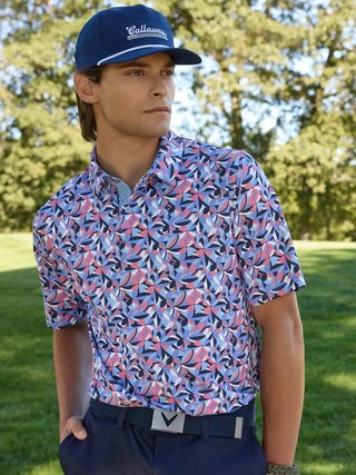 Callaway Dogwood Floral Geo polo uomo, vista blue
