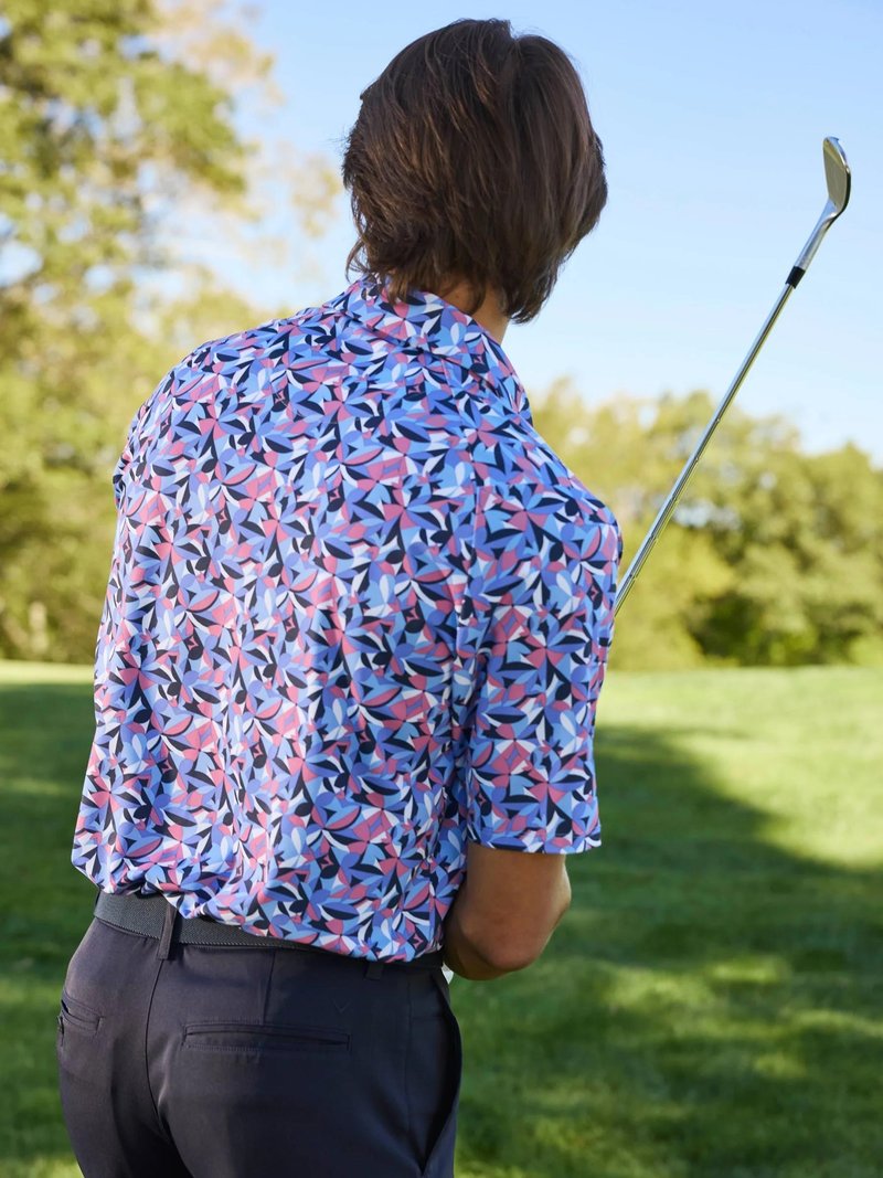 Callaway Dogwood Floral Geo polo uomo, vista blue