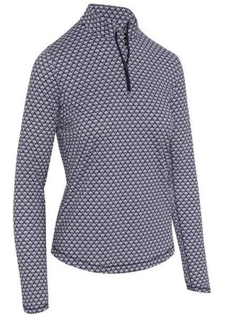 Callaway Scarf Geo Print Long Sleeve polo da donna, peacoat