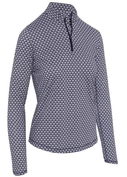 Callaway Scarf Geo Print Long Sleeve polo da donna, peacoat