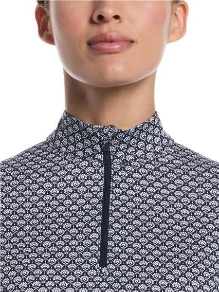 Callaway Scarf Geo Print Long Sleeve polo da donna, peacoat