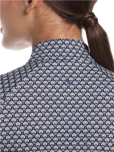 Callaway Scarf Geo Print Long Sleeve polo da donna, peacoat