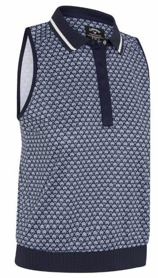 Callaway Scarf Geo Printed Sleeveless polo da donna, peacoat