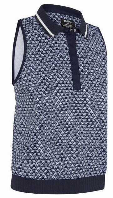 Callaway Scarf Geo Printed Sleeveless polo da donna, peacoat