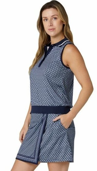 Callaway Scarf Geo Printed Sleeveless polo da donna, peacoat