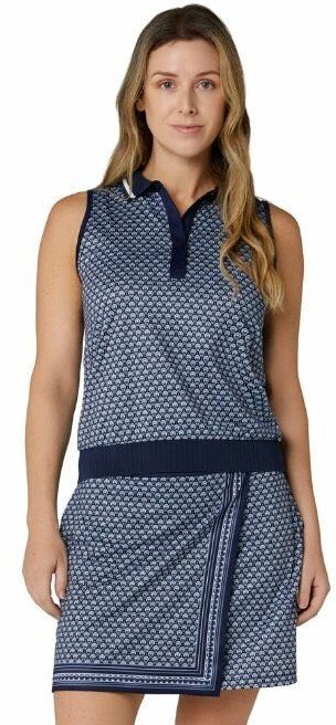 Callaway Scarf Geo Printed Sleeveless polo da donna, peacoat