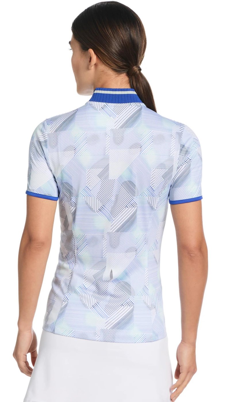 Callaway Sleeveless Rib Collar 1/4 ZIP Print polo donna, bright white