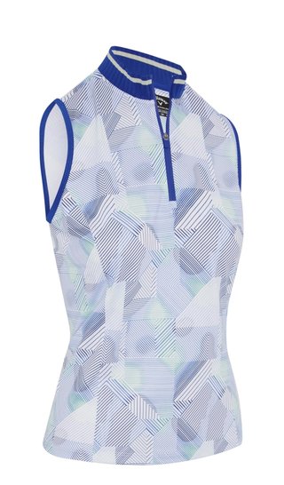 Callaway Sleeveless Rib Collar 1/4 Zip polo da donna, brilliant white