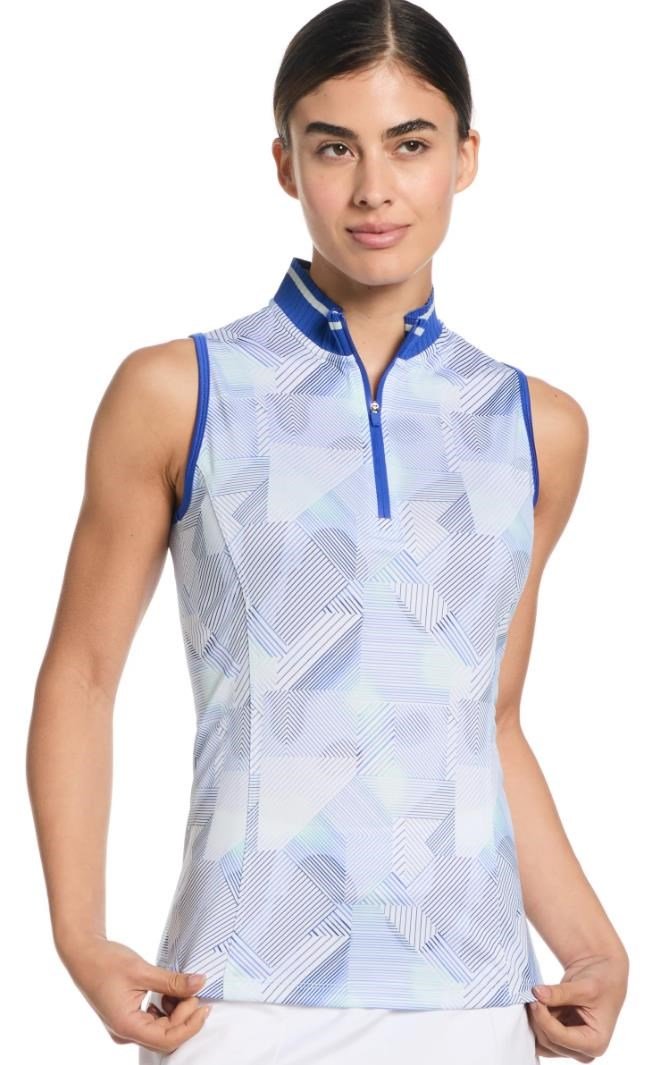 Callaway Sleeveless Rib Collar 1/4 Zip polo da donna, brilliant white