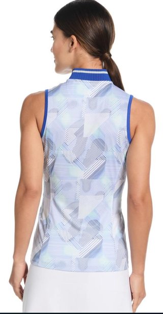 Callaway Sleeveless Rib Collar 1/4 Zip polo da donna, brilliant white