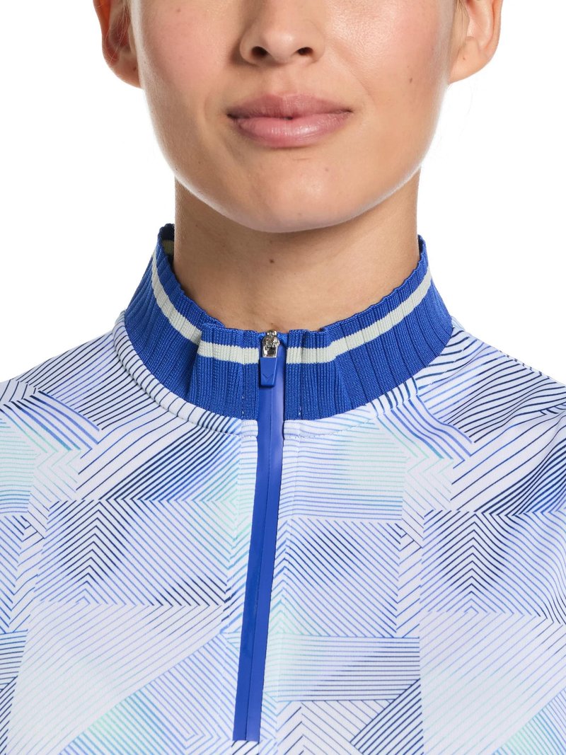 Callaway Sleeveless Rib Collar 1/4 Zip polo da donna, brilliant white