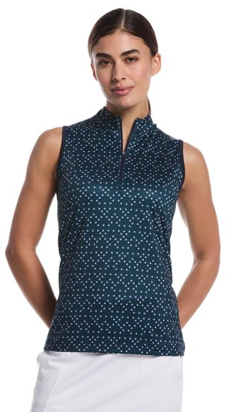Callaway Sleeveless Framing Geo Print 1/4-Zip polo da donna, peacoat
