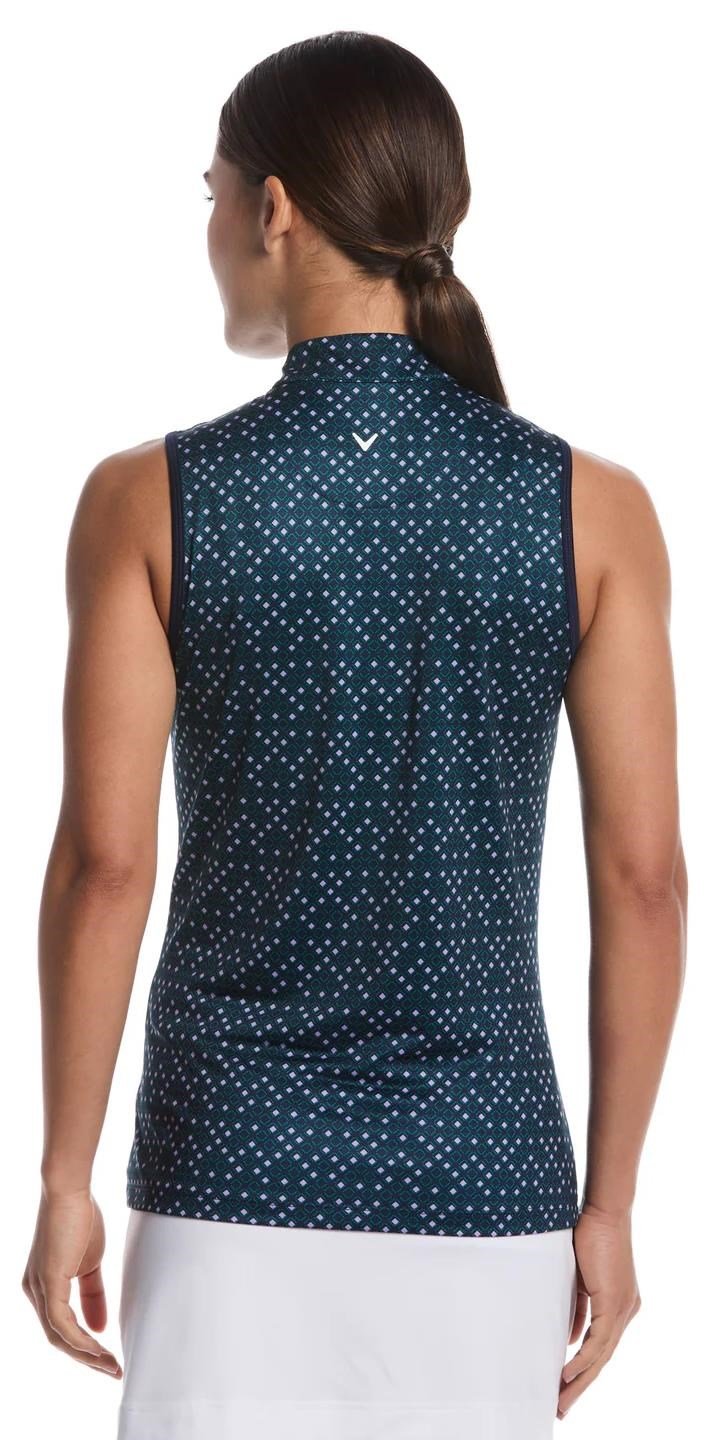 Callaway Sleeveless Framing Geo Print 1/4-Zip polo da donna, peacoat
