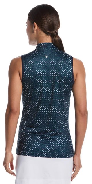 Callaway Sleeveless Framing Geo Print 1/4-Zip polo da donna, peacoat