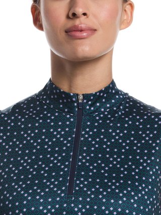 Callaway Sleeveless Framing Geo Print 1/4-Zip polo da donna, peacoat